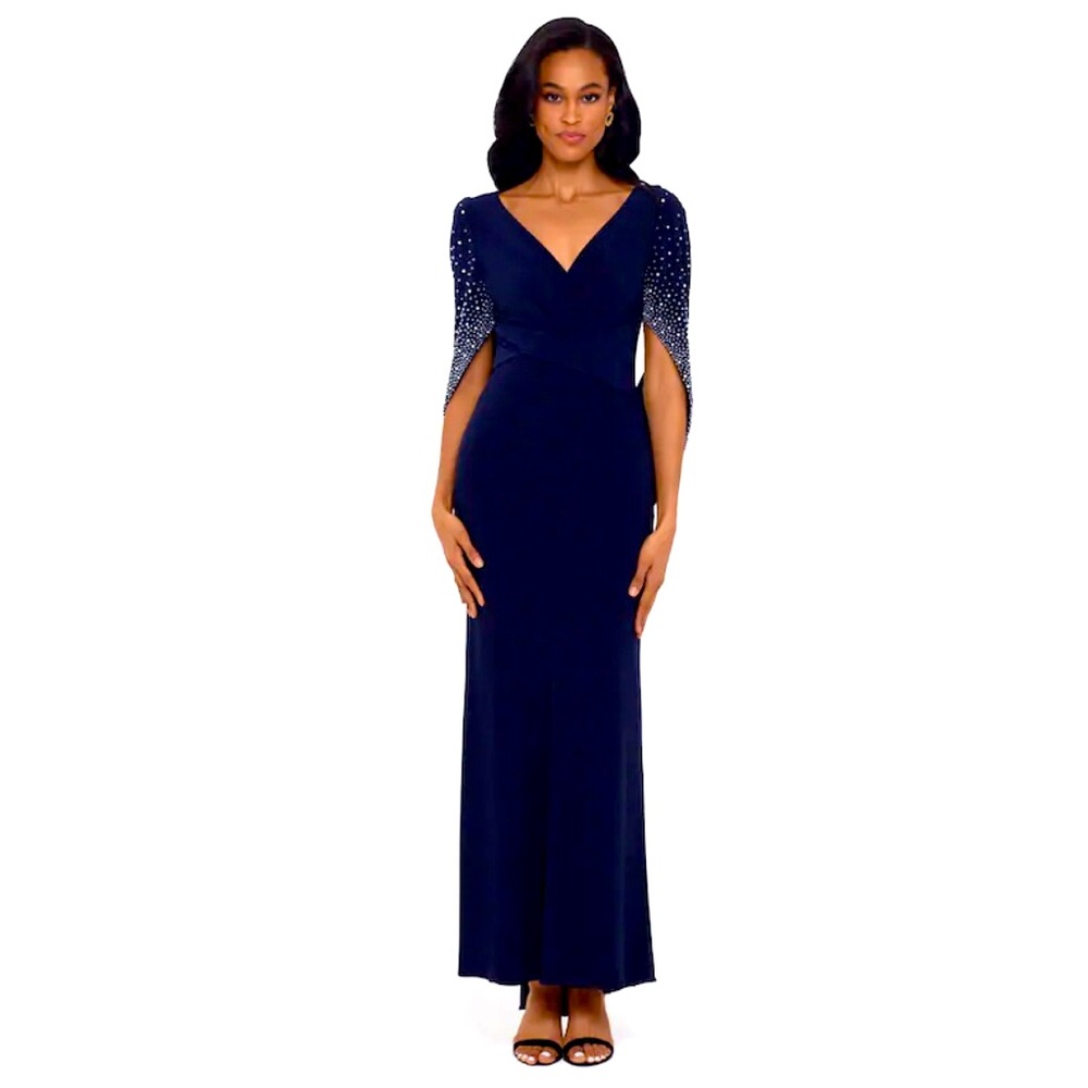 New🎉Betsy and Adam Embellish Capelet Gown Maxi - Picture 2 of 7